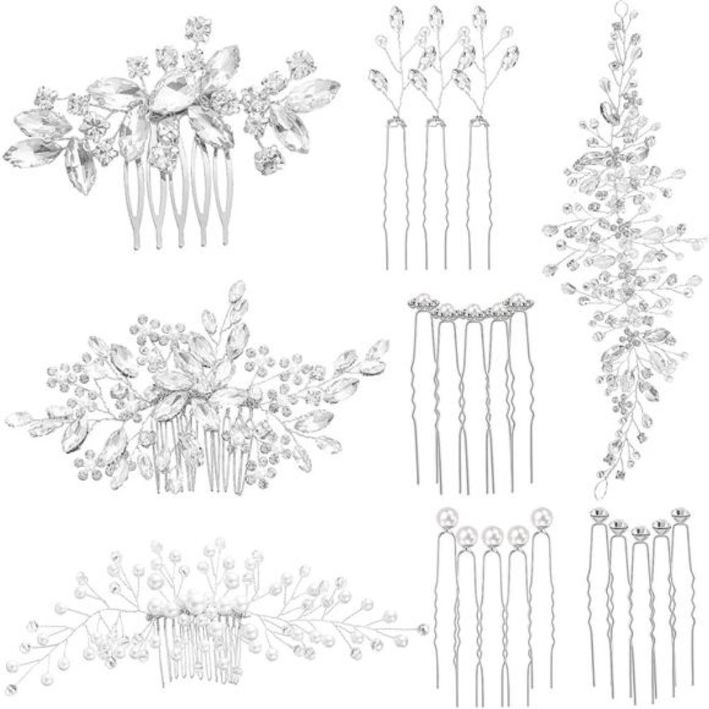 44 Pieces Wedding Hair Comb Faux Pearl Crystal Bride Hair Accessories Hair Side